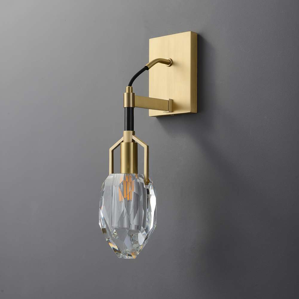 Ellisse Tempo Modern Wall Sconces with Irregular Crystal in Brass - view 2