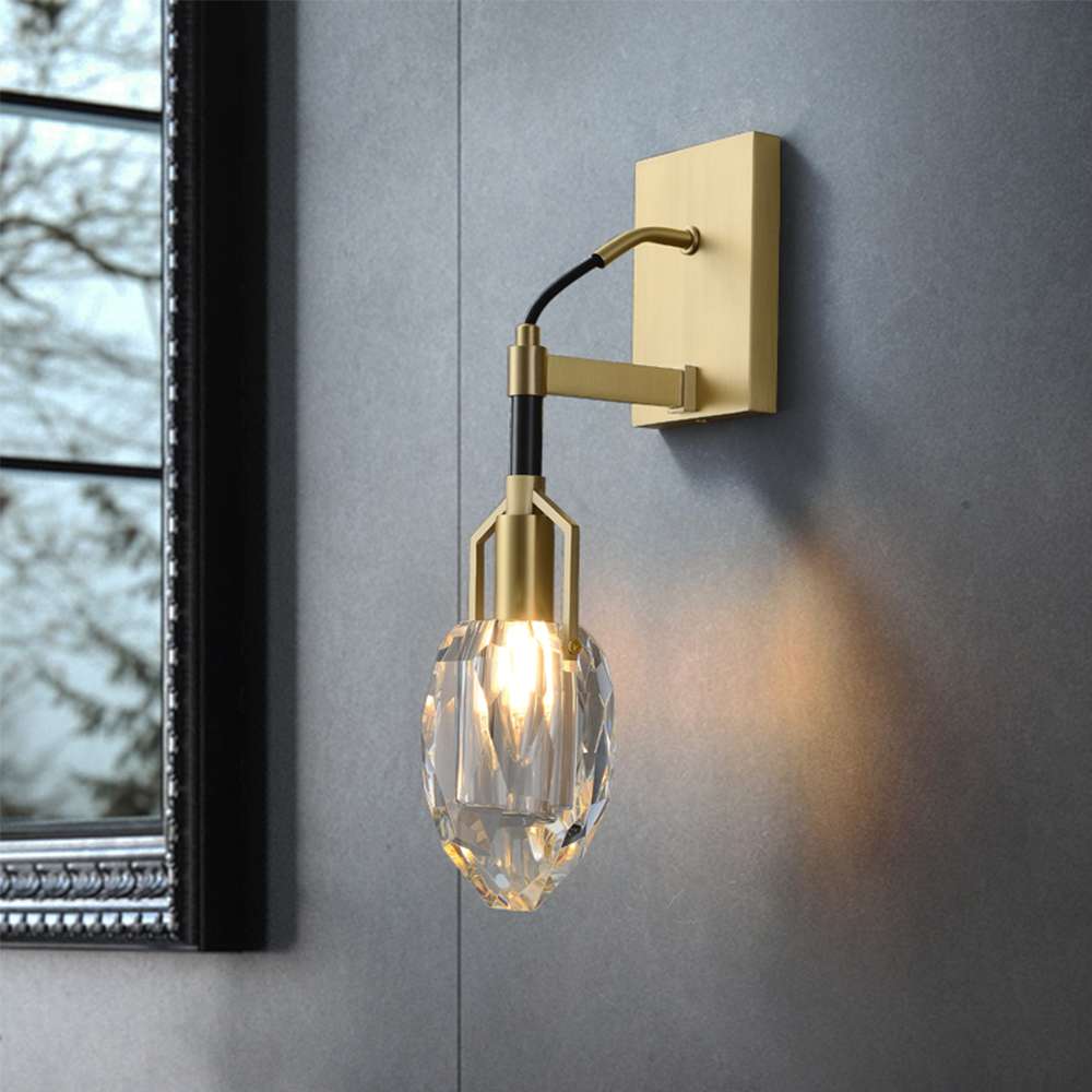 Ellisse Tempo Modern Wall Sconces with Irregular Crystal in Brass - view 3