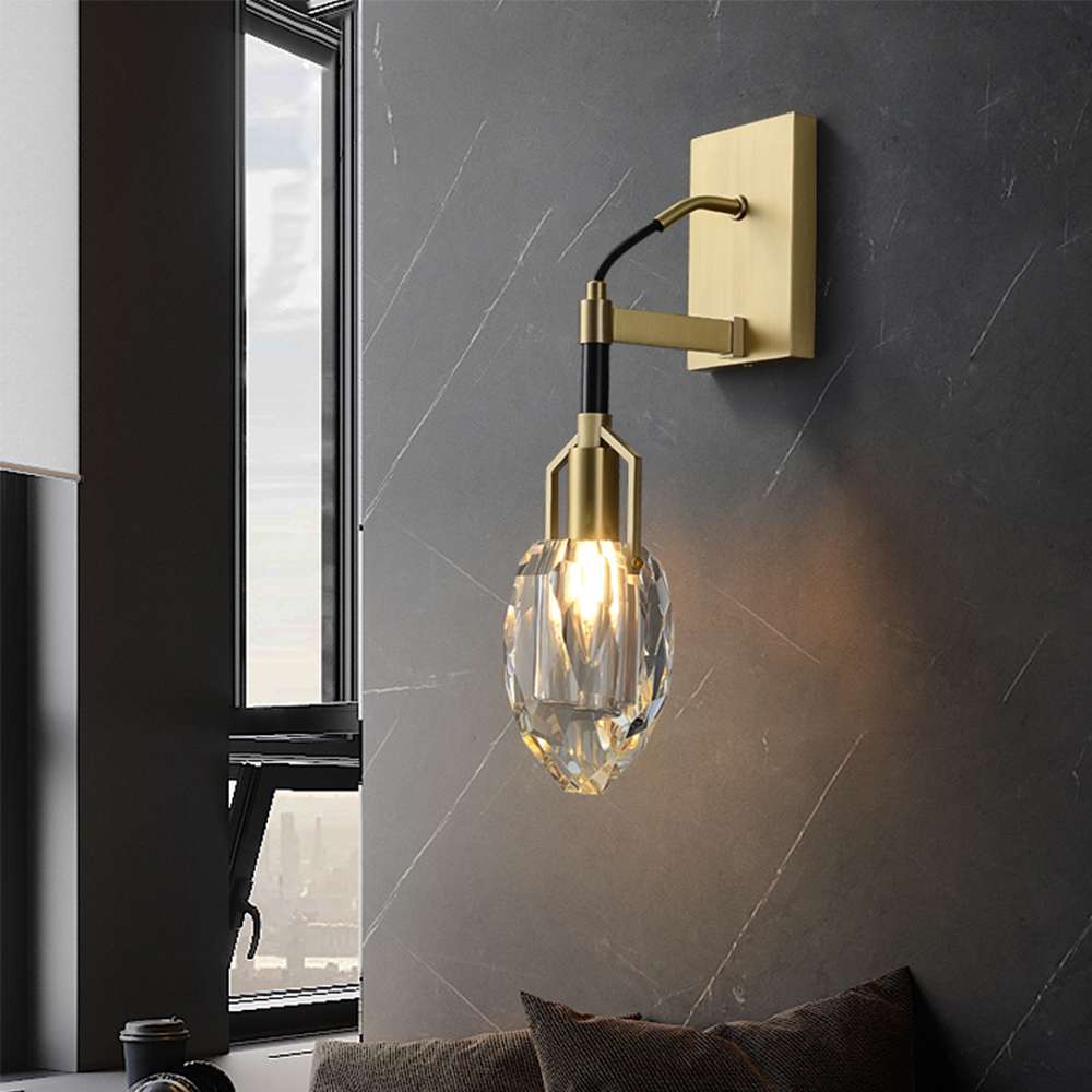 Ellisse Tempo Modern Wall Sconces with Irregular Crystal in Brass - view 4
