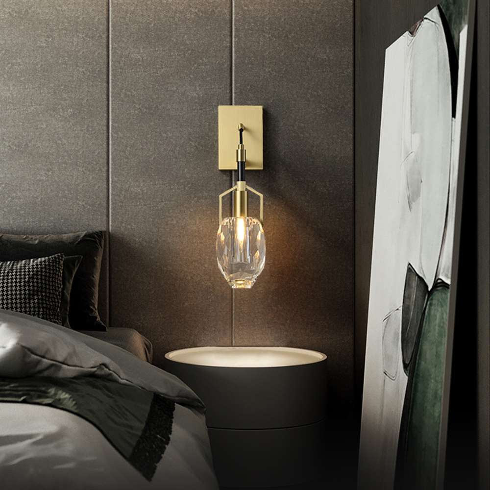 Ellisse Tempo Modern Wall Sconces with Irregular Crystal in Brass - view 5
