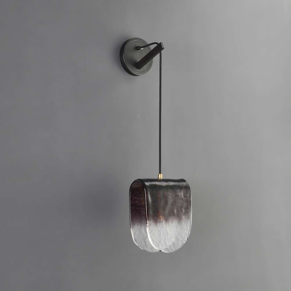 Hang Smoky Gray Glass Wall Sconces for Living Room - view 2