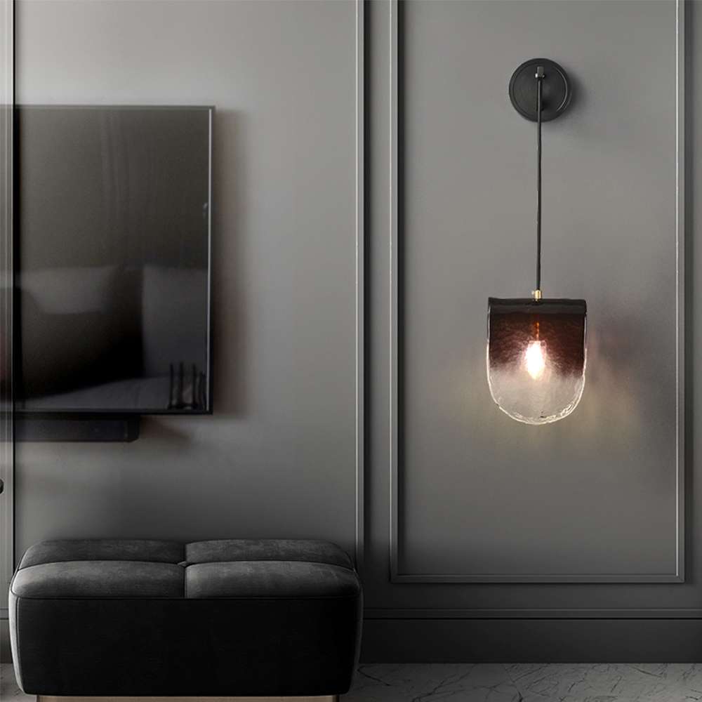 Hang Smoky Gray Glass Wall Sconces for Living Room - view 4