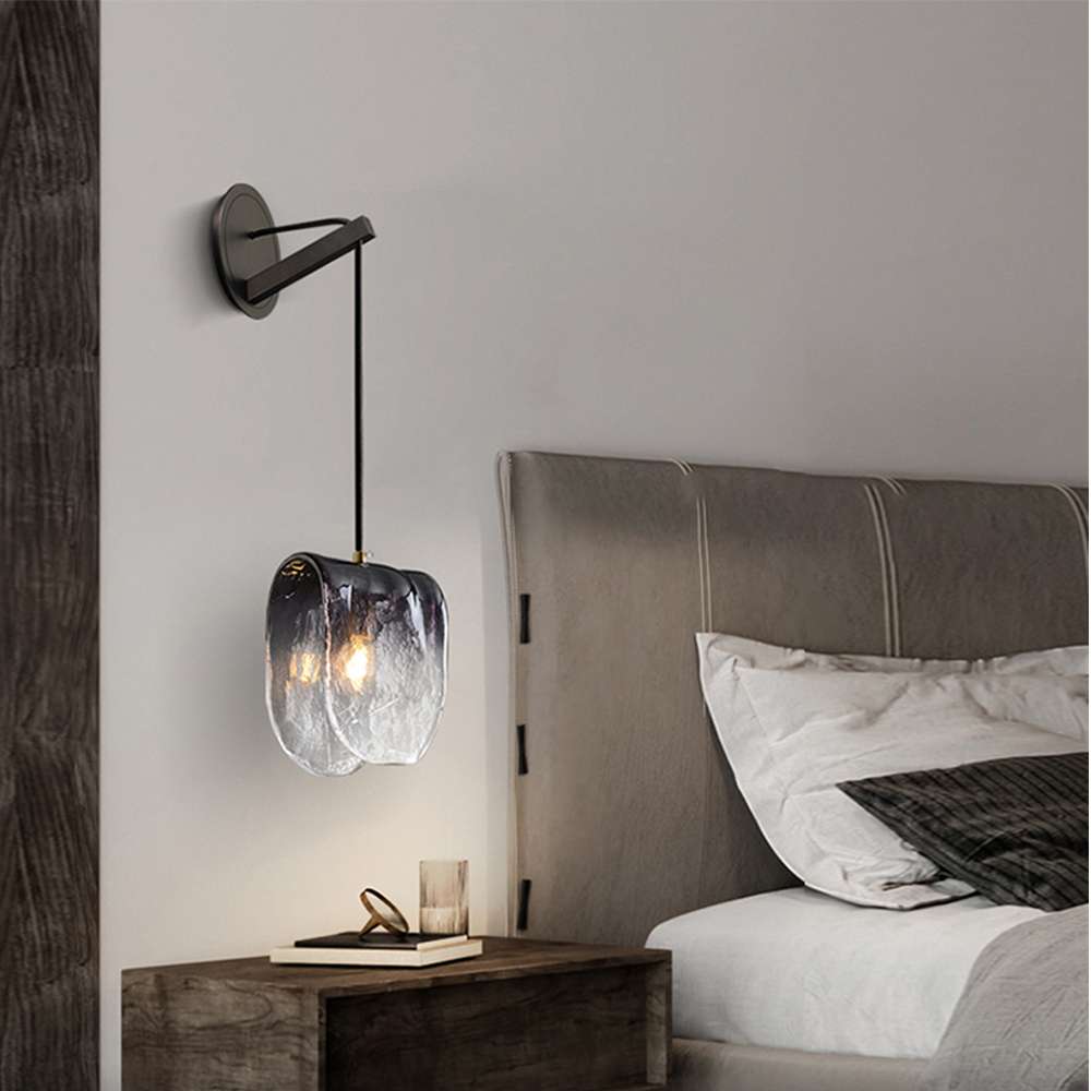 Hang Smoky Gray Glass Wall Sconces for Living Room - view 5