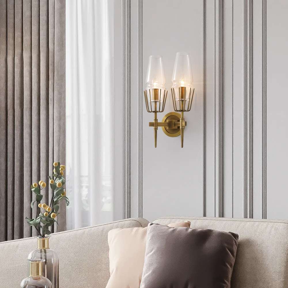 Mid Century Modern Wall Sconces in Brass Arrow Shape - view 4