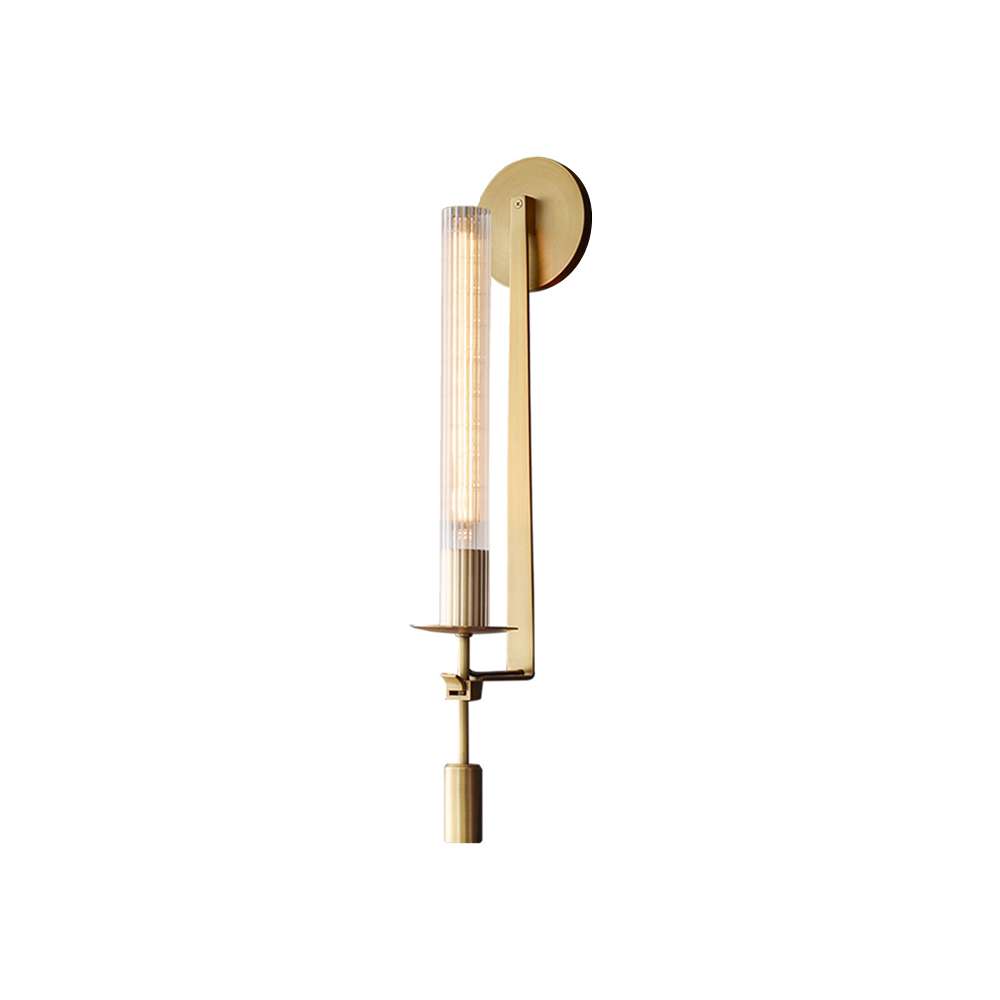 Contemporary Column Fluted Glass Wall Sconces in Brass - view 8