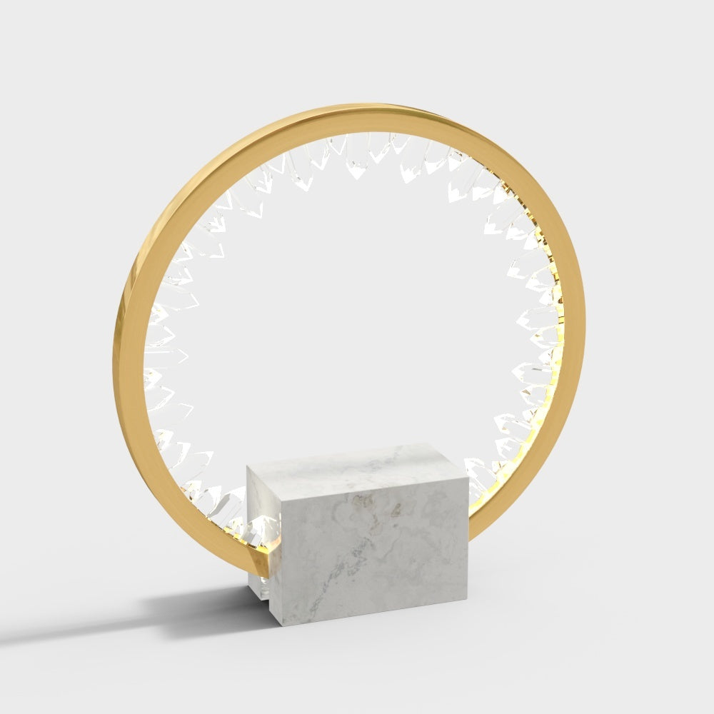 Modern Portal Round Table Lamp with Opal Quartz Base - view 5