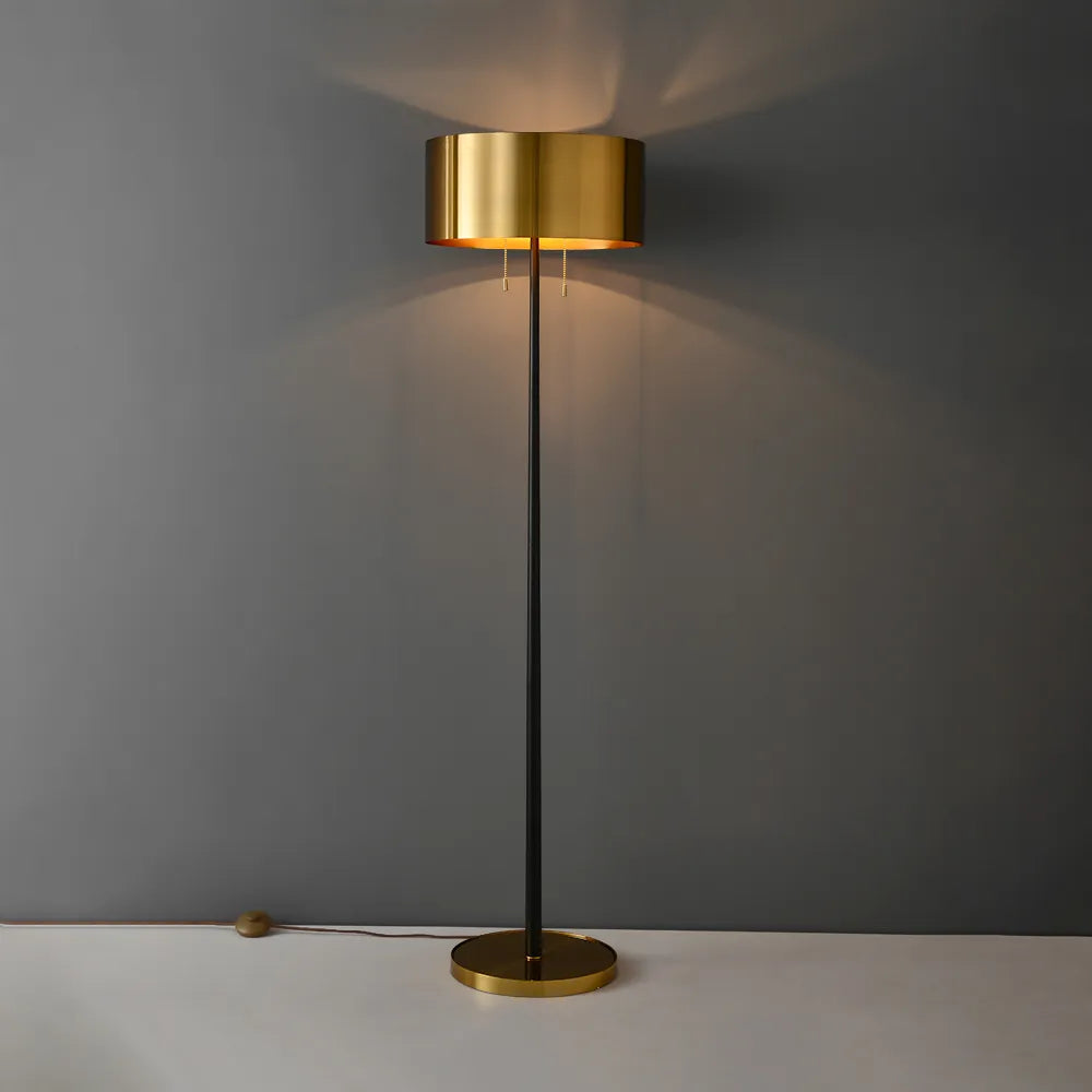 Mid Century Modern Floor Lamp in Burnished Brass with Metal Base - view 1