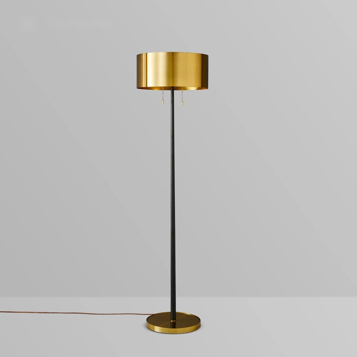 Mid Century Modern Floor Lamp in Burnished Brass with Metal Base - view 2