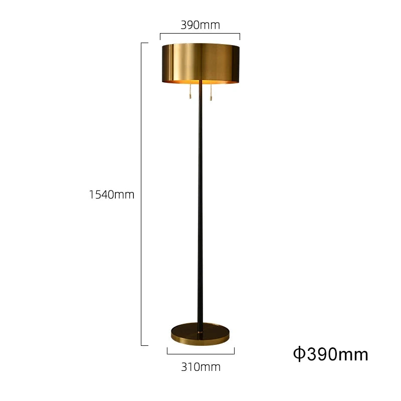 Mid Century Modern Floor Lamp in Burnished Brass with Metal Base - view 8