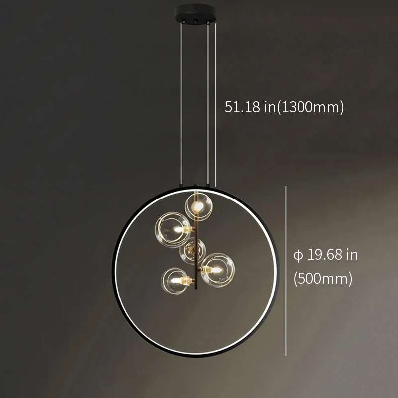 Bubi Modern 5-Light Black Kitchen Island Glass Globe Hanging Lamp - view 10