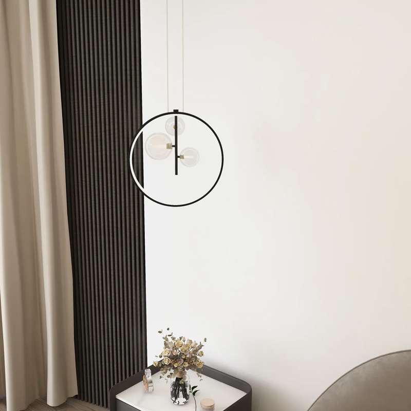 Bubi Modern 5-Light Black Kitchen Island Glass Globe Hanging Lamp - view 2