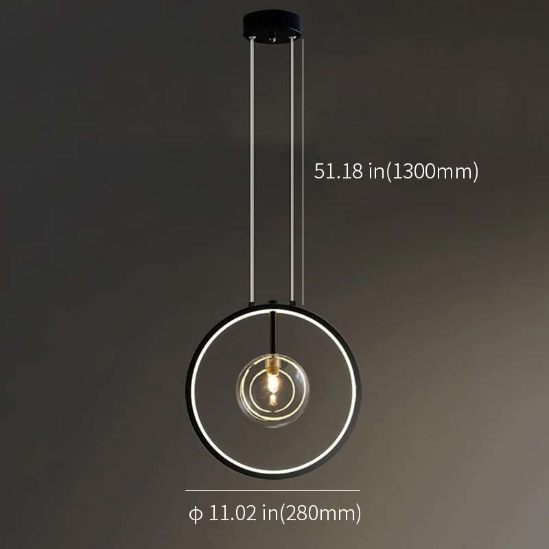 Bubi Modern 5-Light Black Kitchen Island Glass Globe Hanging Lamp - view 8