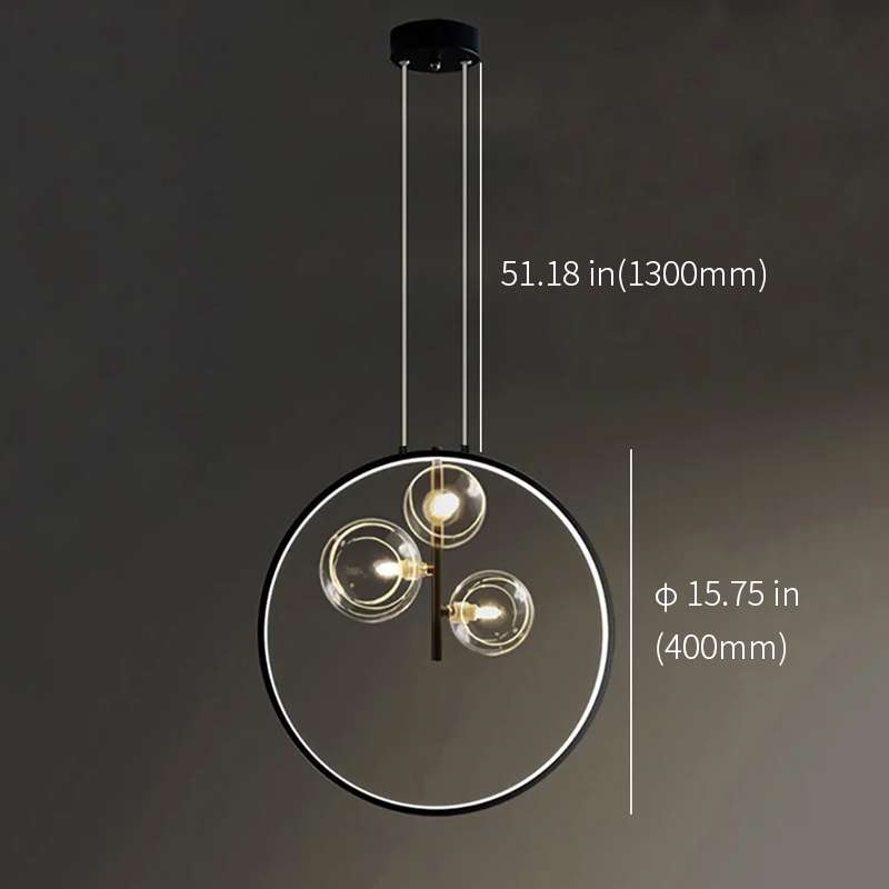 Bubi Modern 5-Light Black Kitchen Island Glass Globe Hanging Lamp - view 9