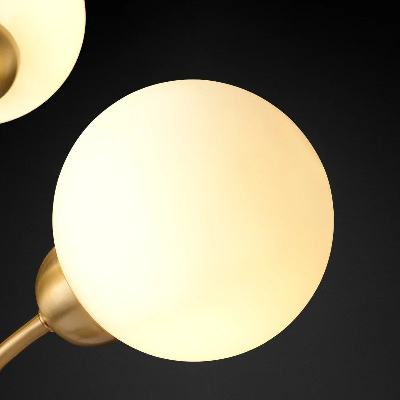 Modern Tri-Orb Marble Table Lamp with Opal Glass Shade - view 6