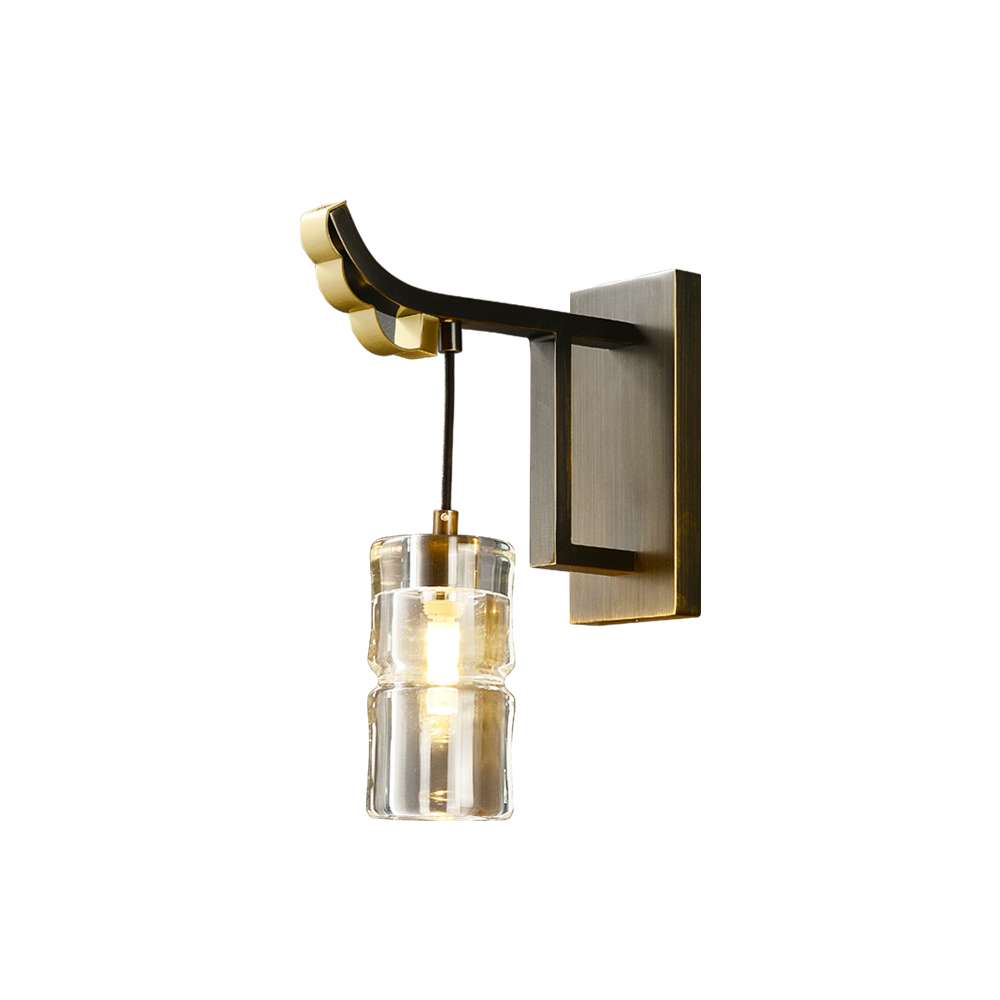 Worldgle Brushed Bronze Linear Wall Sconces with Clear Glass Shade - view 8