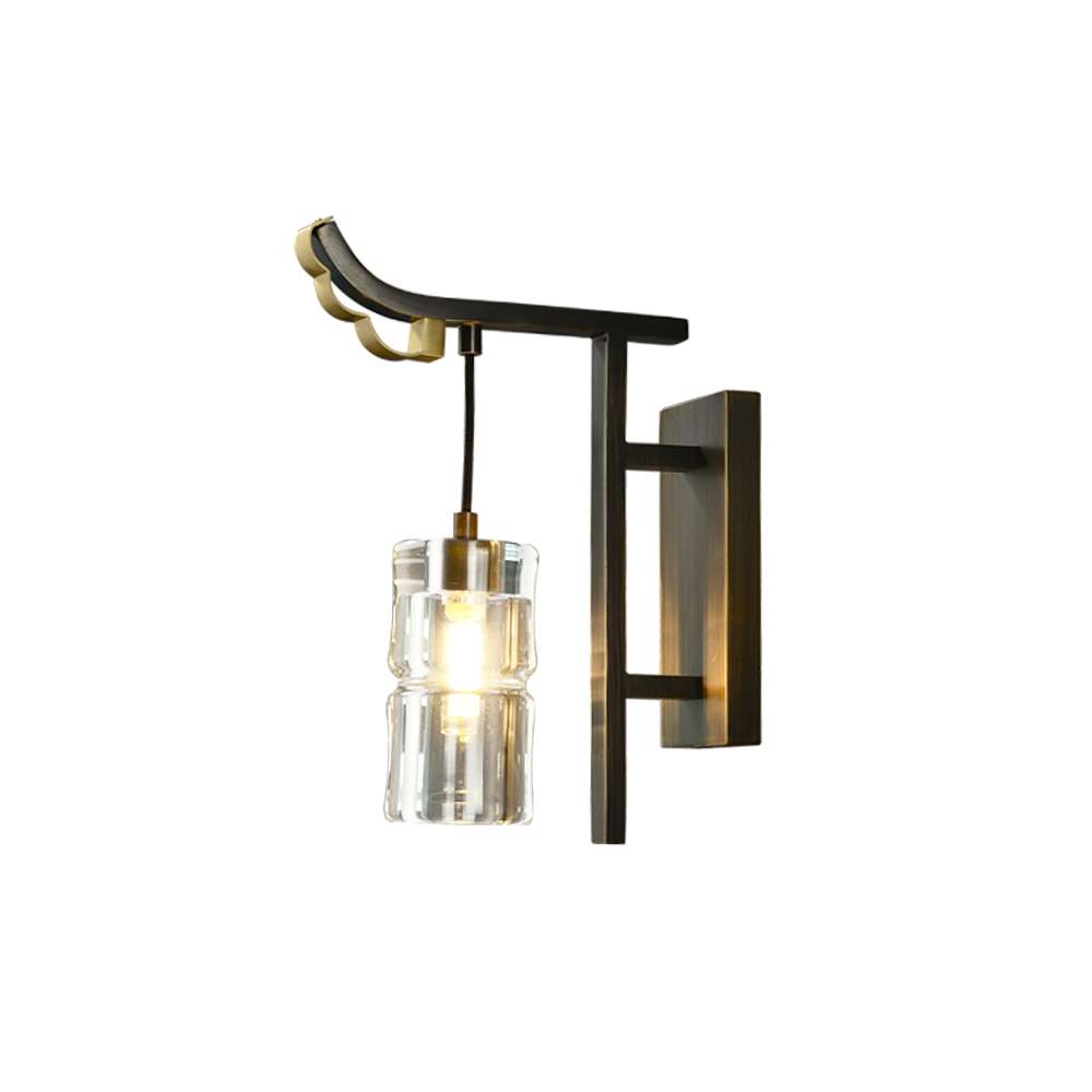 Worldgle Brushed Bronze Linear Wall Sconces with Clear Glass Shade - view 9