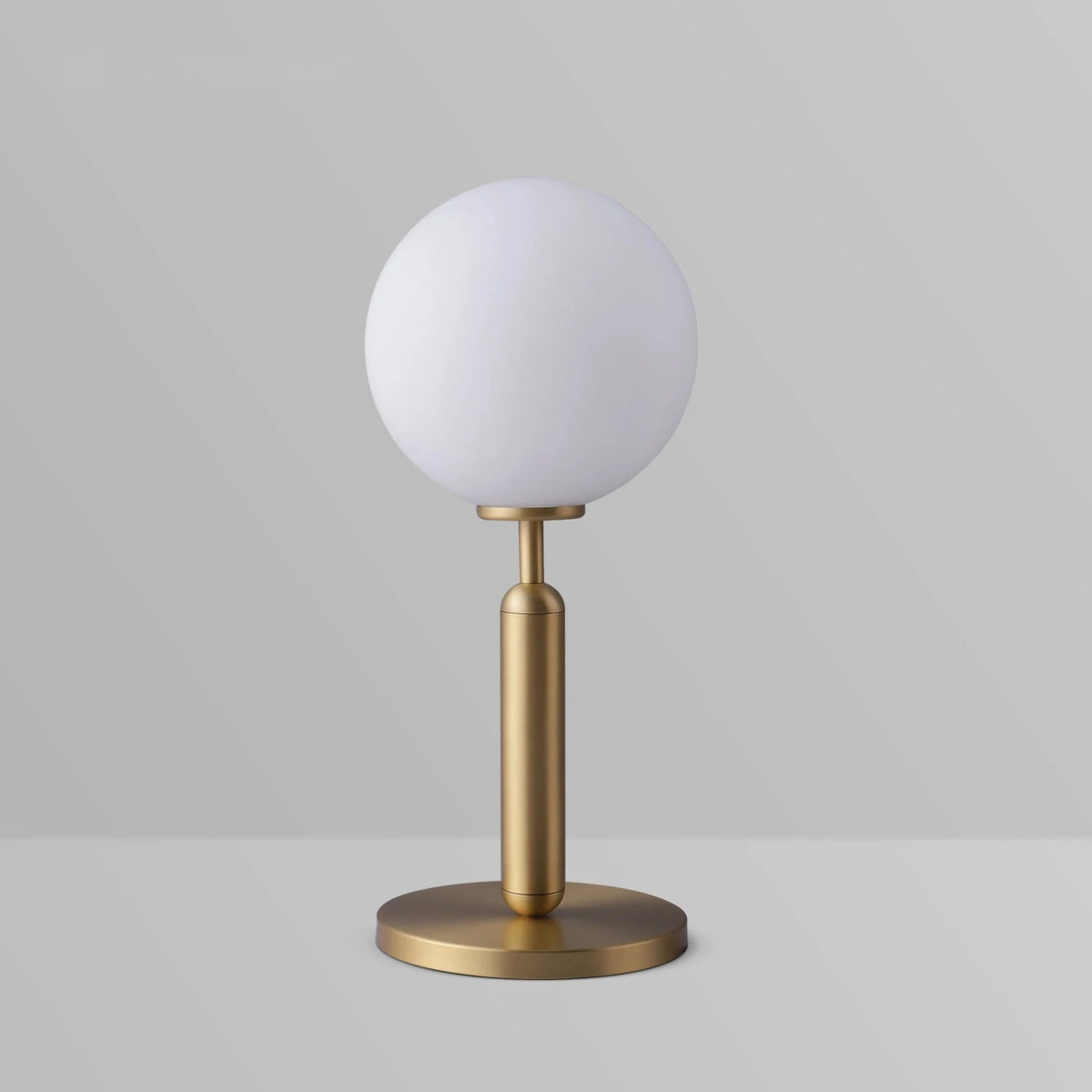 Modern Miira Matte White Glass Globe Table Lamp with Brass Base - view 2