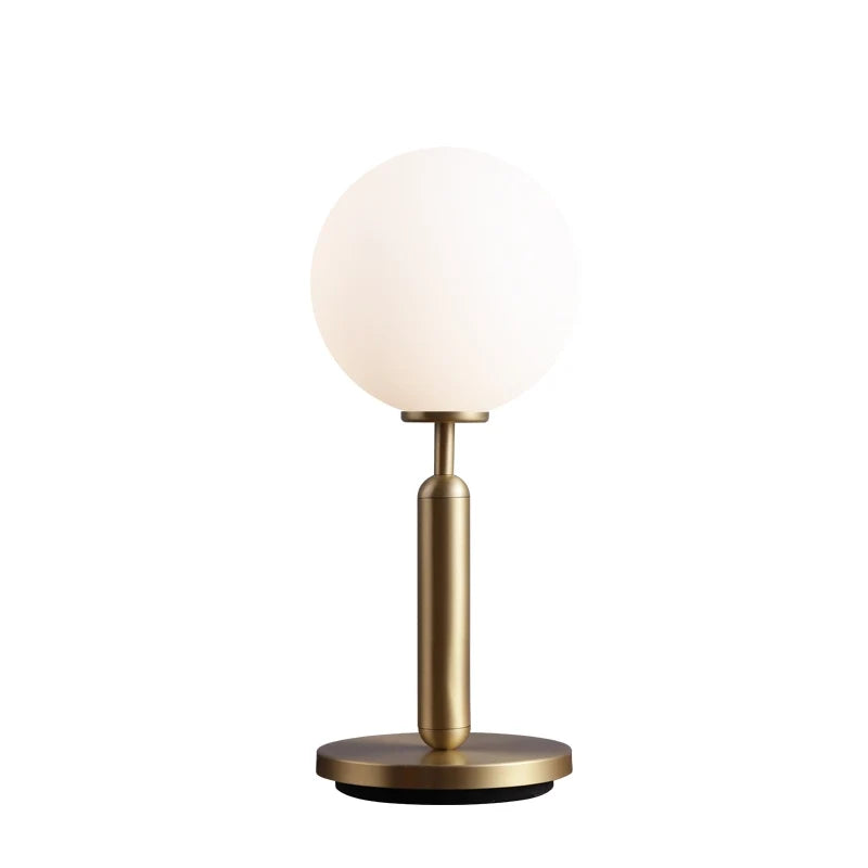 Modern Miira Matte White Glass Globe Table Lamp with Brass Base - view 8