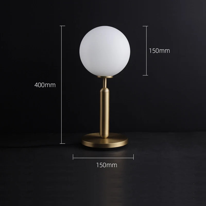 Modern Miira Matte White Glass Globe Table Lamp with Brass Base - view 9