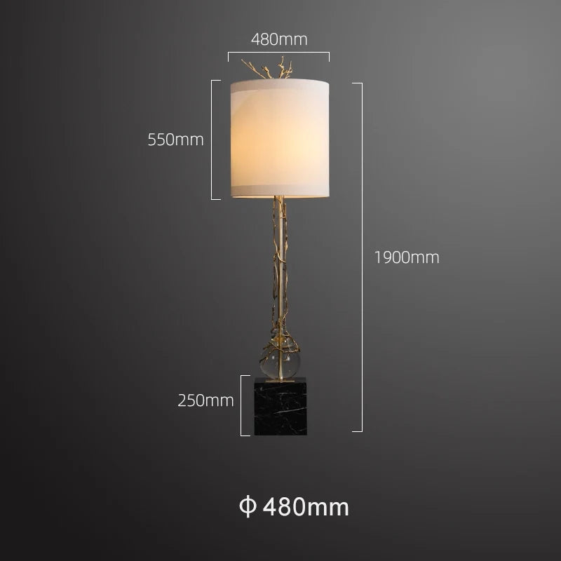 Frederick Crystal & Fabric Shade Brass Floor Lamp with Marble Base - view 10