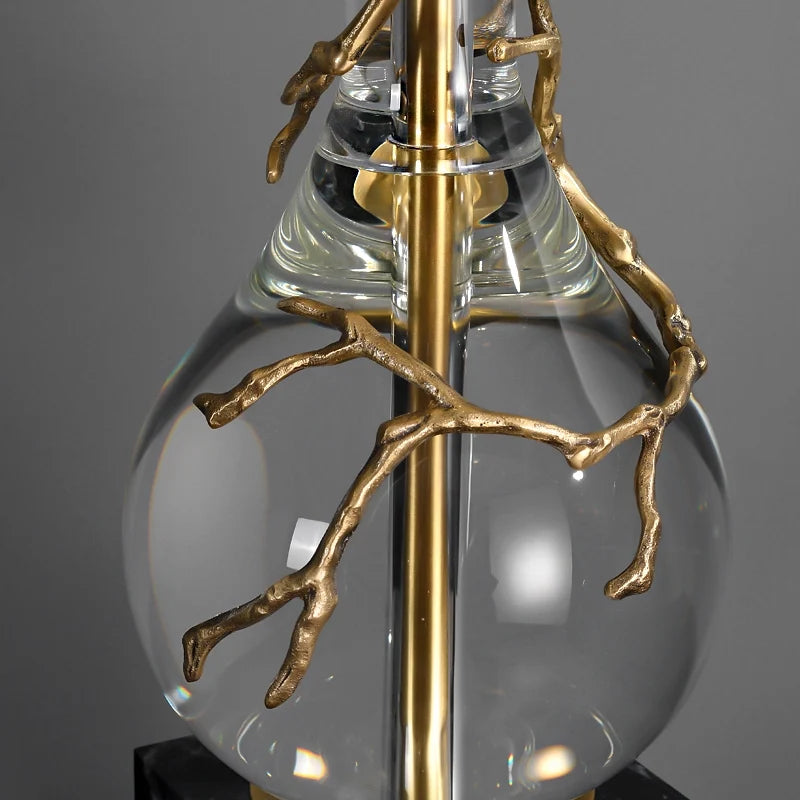 Frederick Crystal & Fabric Shade Brass Floor Lamp with Marble Base - view 8