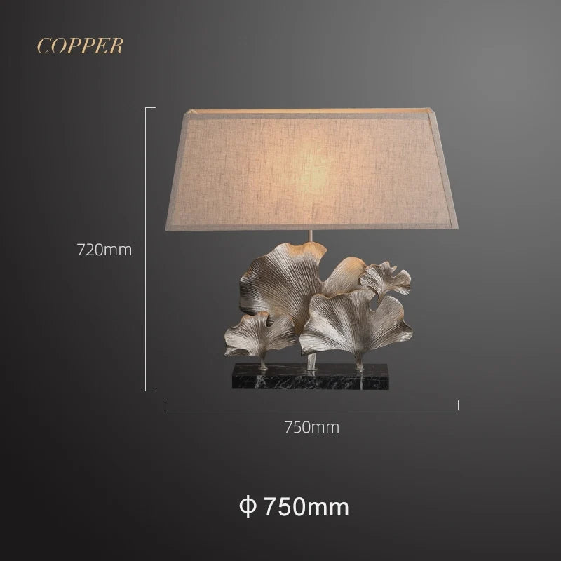 Craft Hand-Carved Marble Table Lamp in Ginkgo Shape - view 10