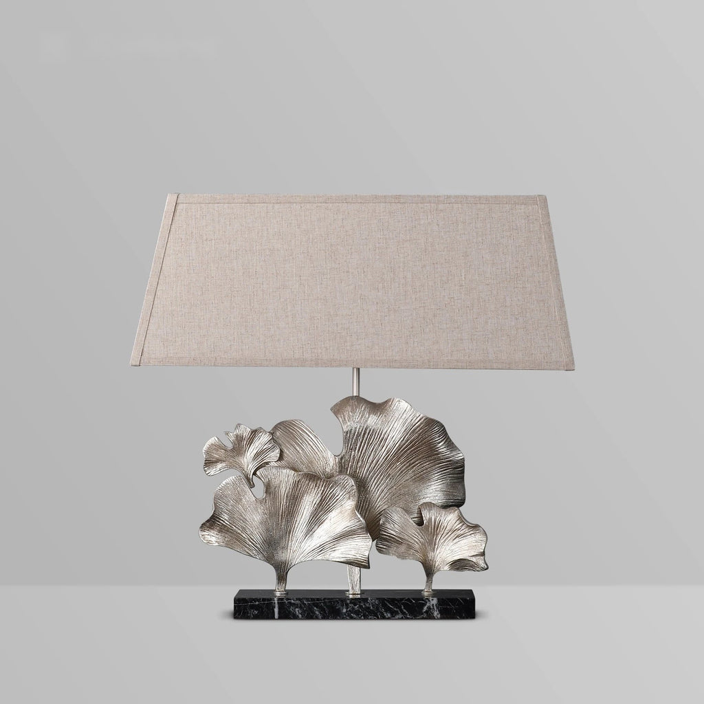 Craft Hand-Carved Marble Table Lamp in Ginkgo Shape - view 2