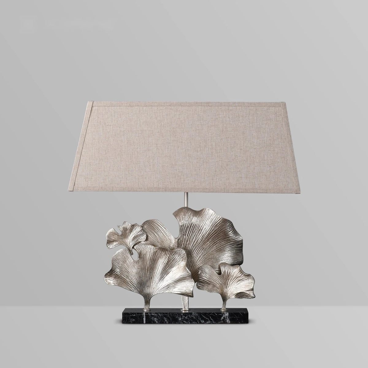 Craft Hand-Carved Marble Table Lamp in Ginkgo Shape - view 2