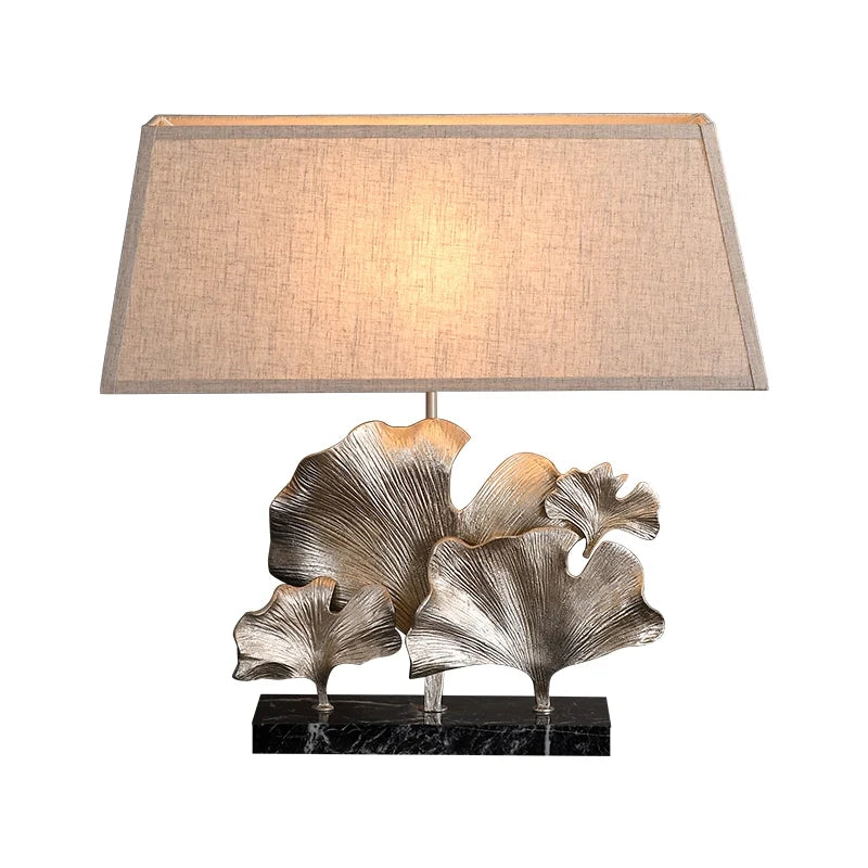 Craft Hand-Carved Marble Table Lamp in Ginkgo Shape - view 9