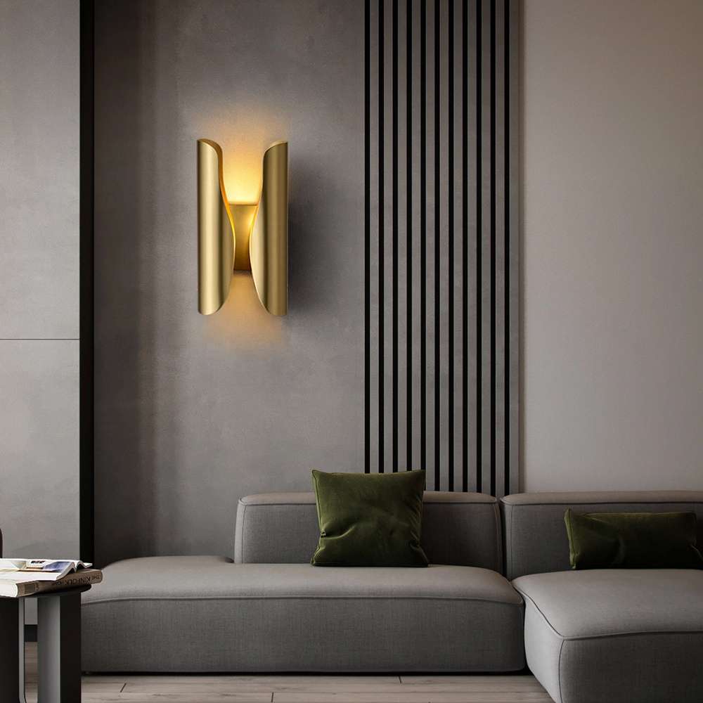 Mid Century Modern Babylon Brass Wall Light Fixtures - view 4