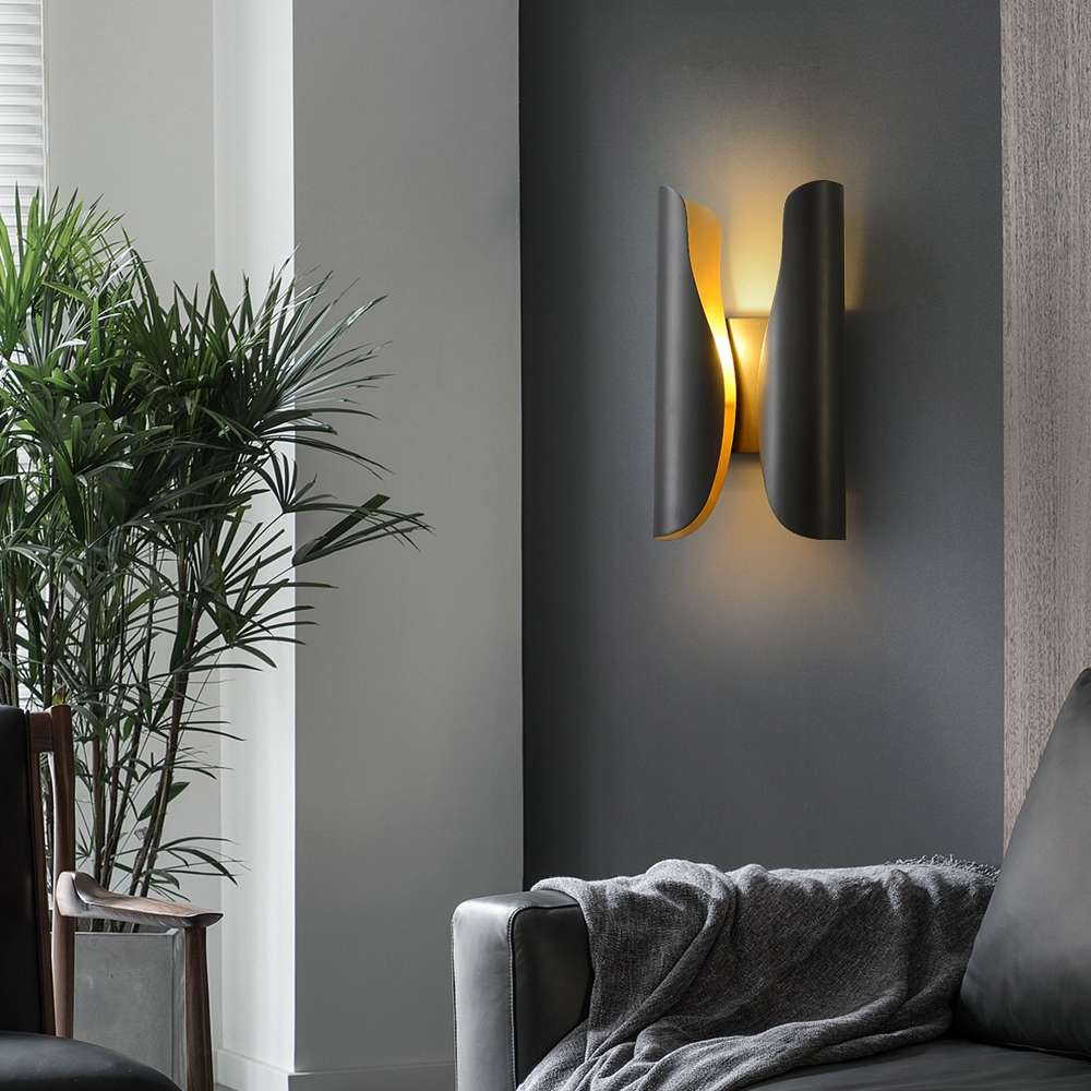 Mid Century Modern Babylon Brass Wall Light Fixtures - view 5
