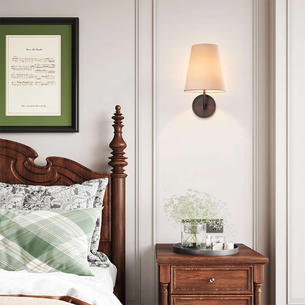 Tapered Opal Fabric Shade Grand Wall Sconces 7 Inches - view 3