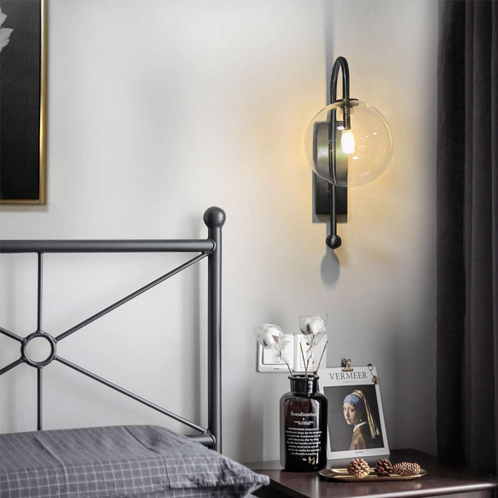 Naples Brass Wall Lighting with Clear Glass Globe Shade - view 4