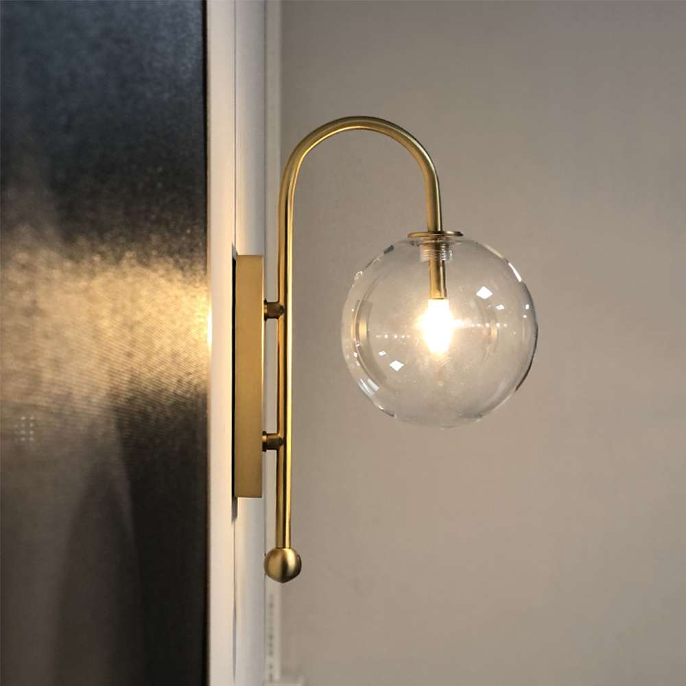 Naples Brass Wall Lighting with Clear Glass Globe Shade - view 5