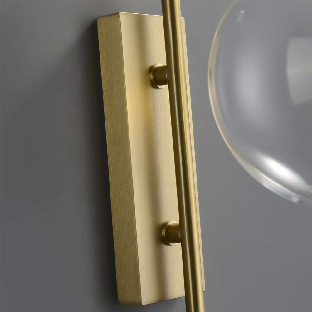 Naples Brass Wall Lighting with Clear Glass Globe Shade - view 6