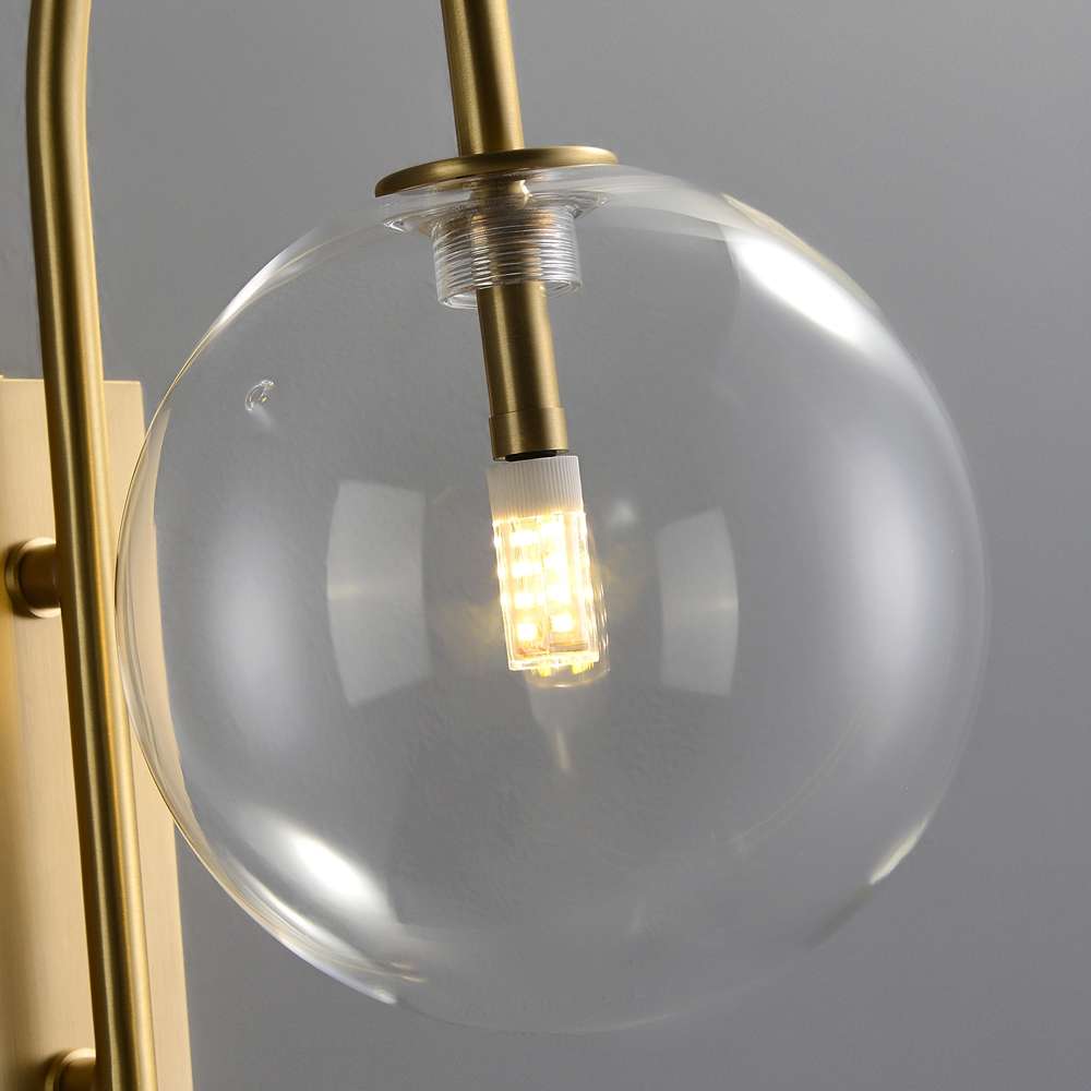 Naples Brass Wall Lighting with Clear Glass Globe Shade - view 7