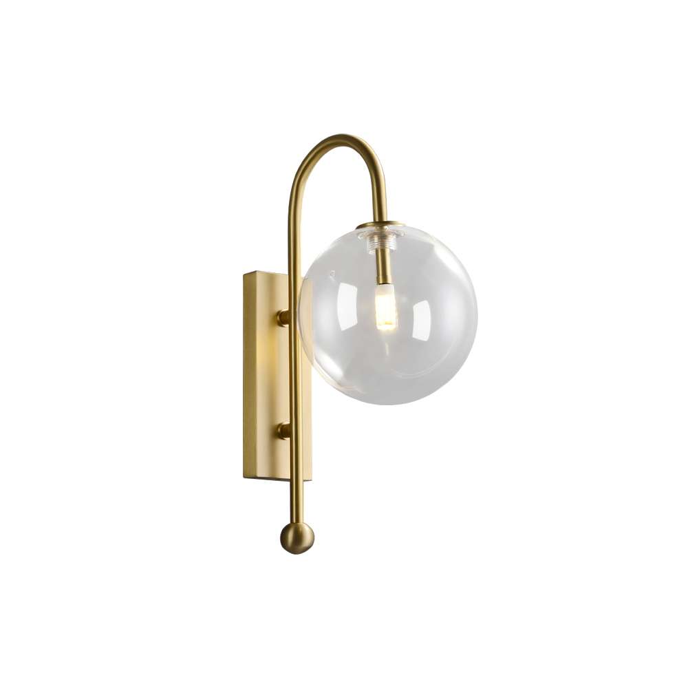 Naples Brass Wall Lighting with Clear Glass Globe Shade - view 9