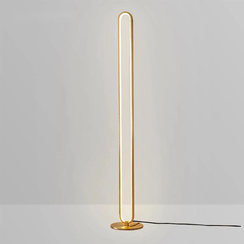 Modern Minimalist Linear LED Brushed Brass Floor Lamp - view 1
