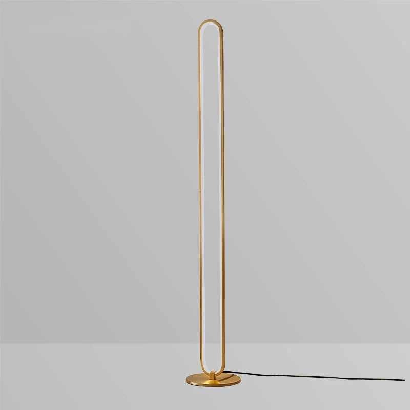 Modern Minimalist Linear LED Brushed Brass Floor Lamp - view 2