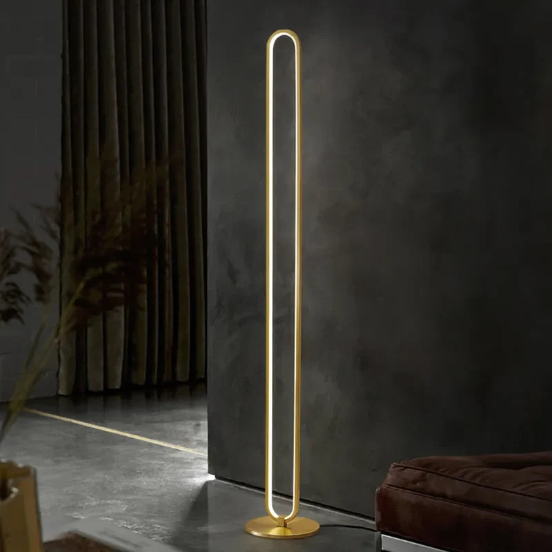 Modern Minimalist Linear LED Brushed Brass Floor Lamp - view 3