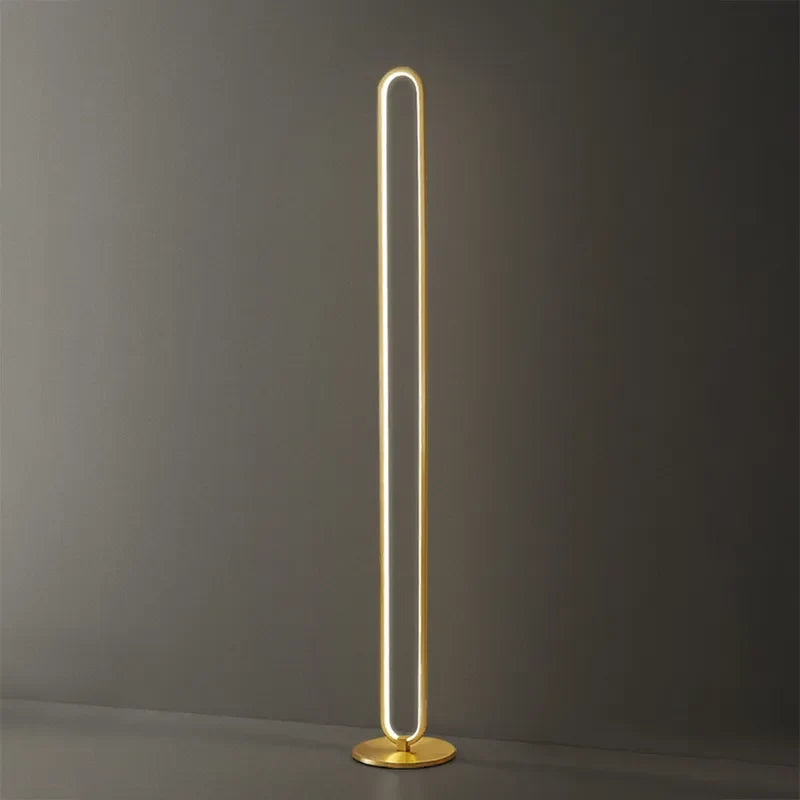 Modern Minimalist Linear LED Brushed Brass Floor Lamp - view 6