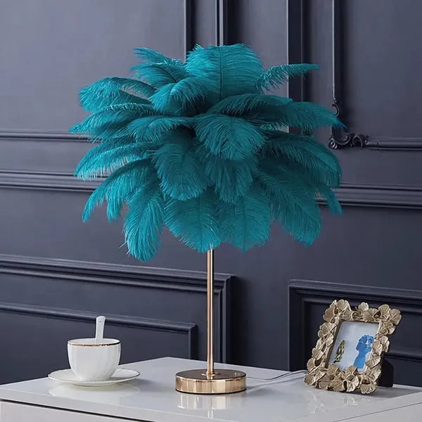 Modern Colorful Josephine Feather Table Lamp with Metal Base - view 3