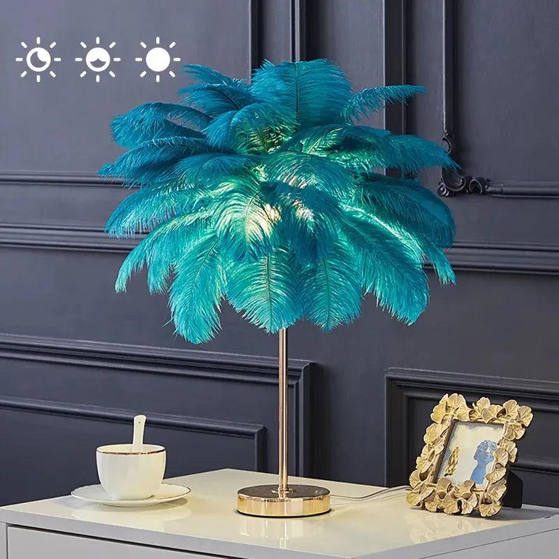 Modern Colorful Josephine Feather Table Lamp with Metal Base - view 6