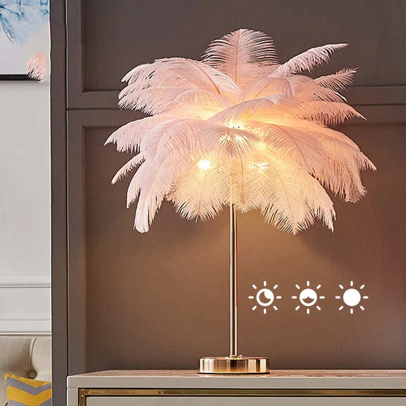 Modern Colorful Josephine Feather Table Lamp with Metal Base - view 8