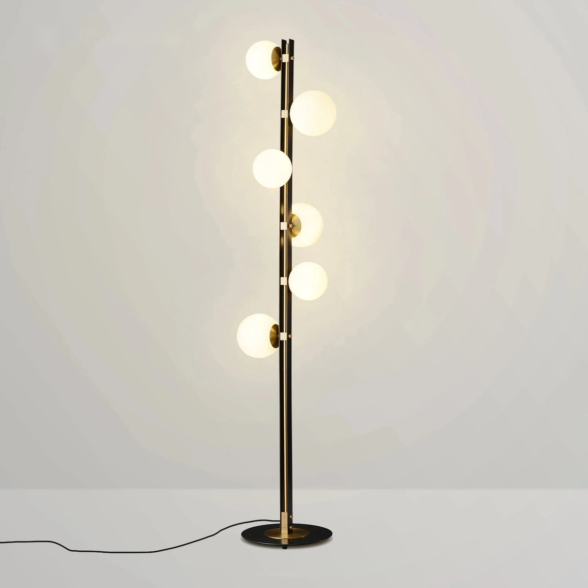 Mid Century Modern Floor Lamp Spiral Multi-bulb Glass Globe Shade - view 1