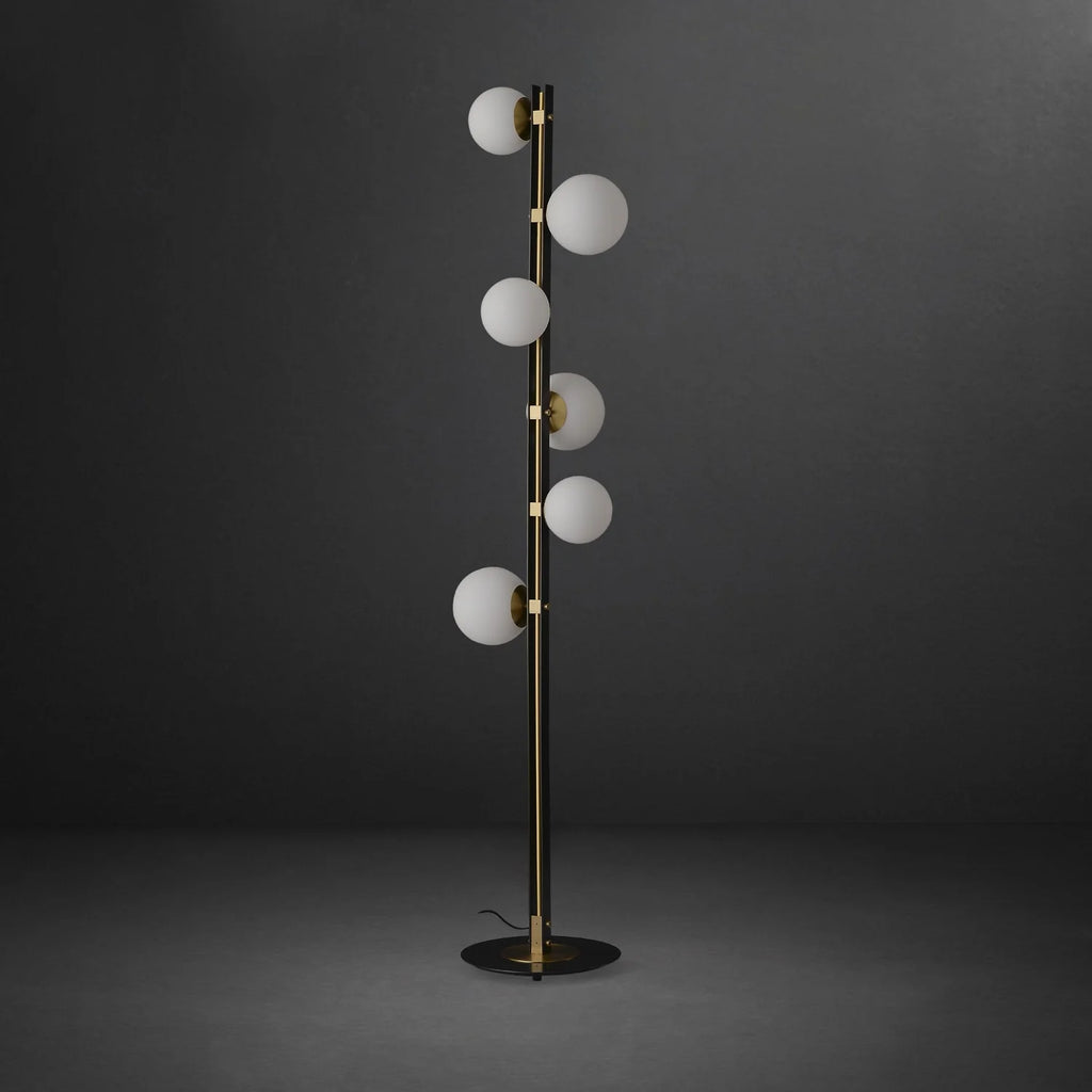 Mid Century Modern Floor Lamp Spiral Multi-bulb Glass Globe Shade - view 10
