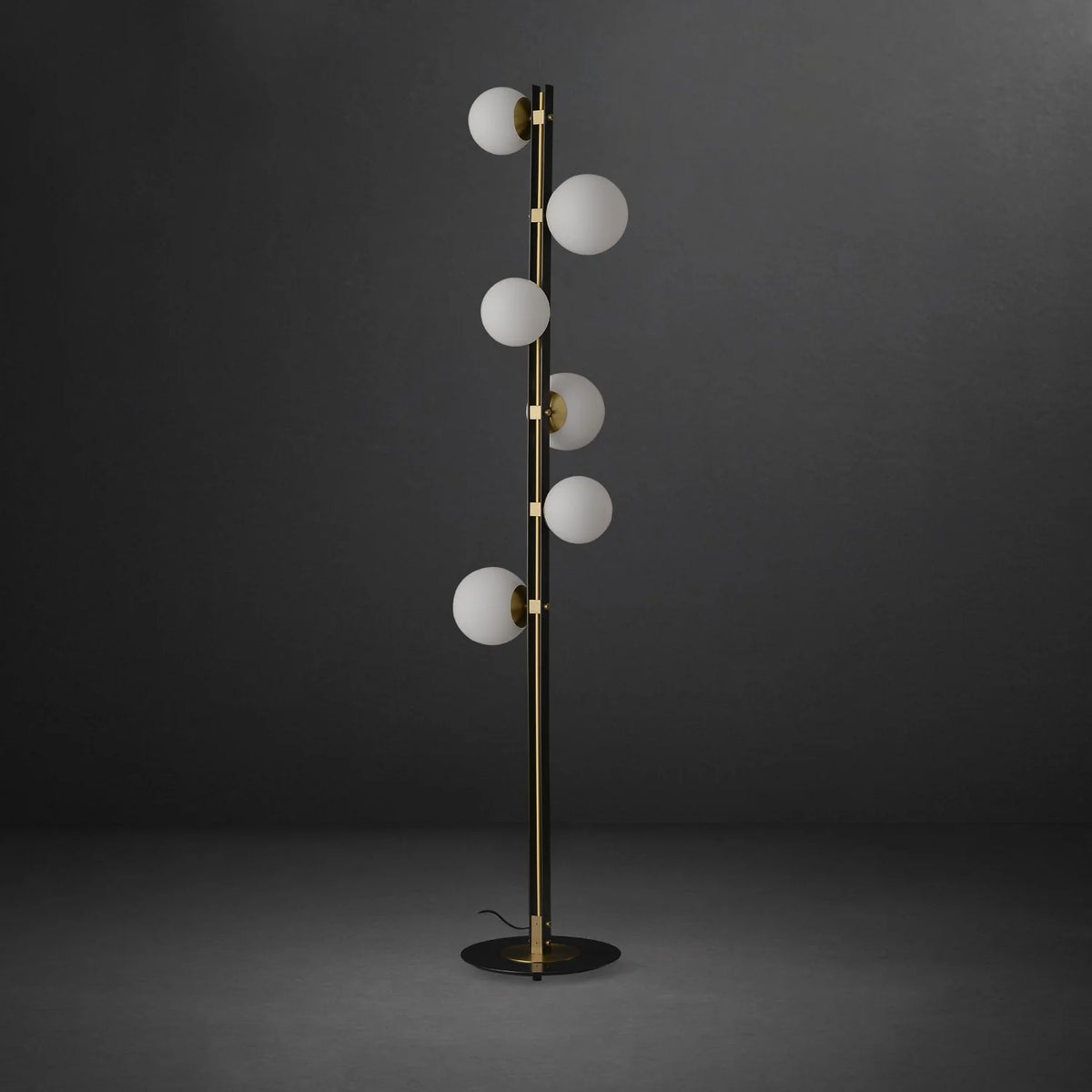 Mid Century Modern Floor Lamp Spiral Multi-bulb Glass Globe Shade - view 10