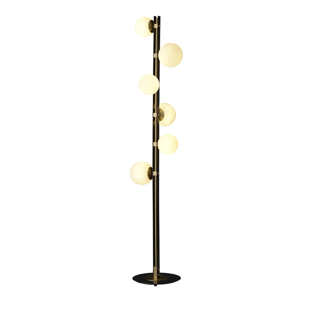 Mid Century Modern Floor Lamp Spiral Multi-bulb Glass Globe Shade - view 11