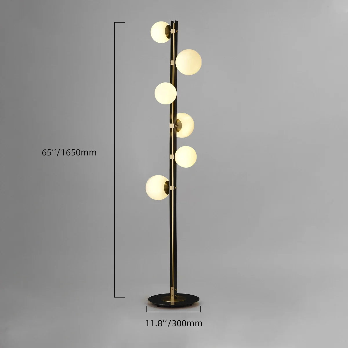 Mid Century Modern Floor Lamp Spiral Multi-bulb Glass Globe Shade - view 12
