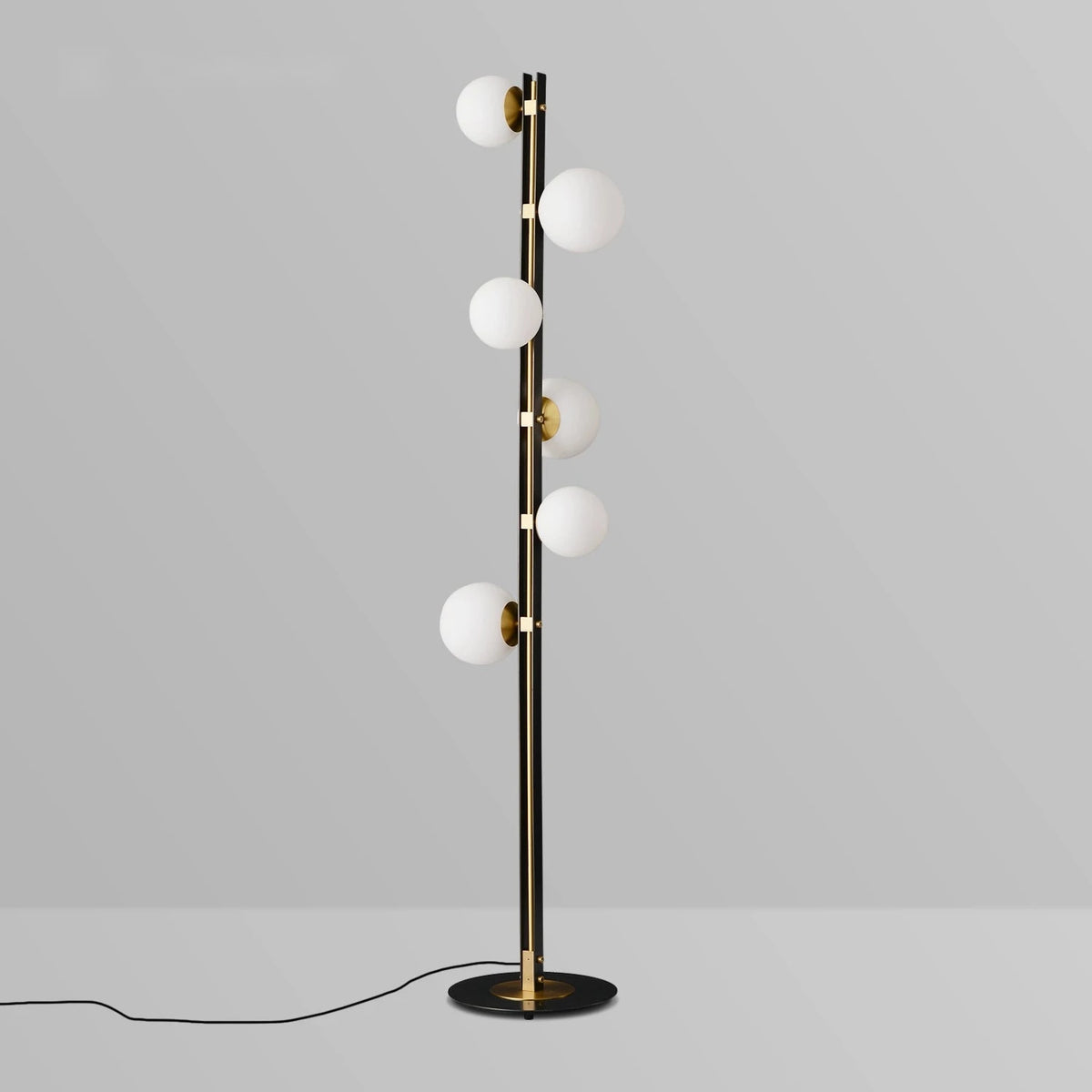 Mid Century Modern Floor Lamp Spiral Multi-bulb Glass Globe Shade - view 2